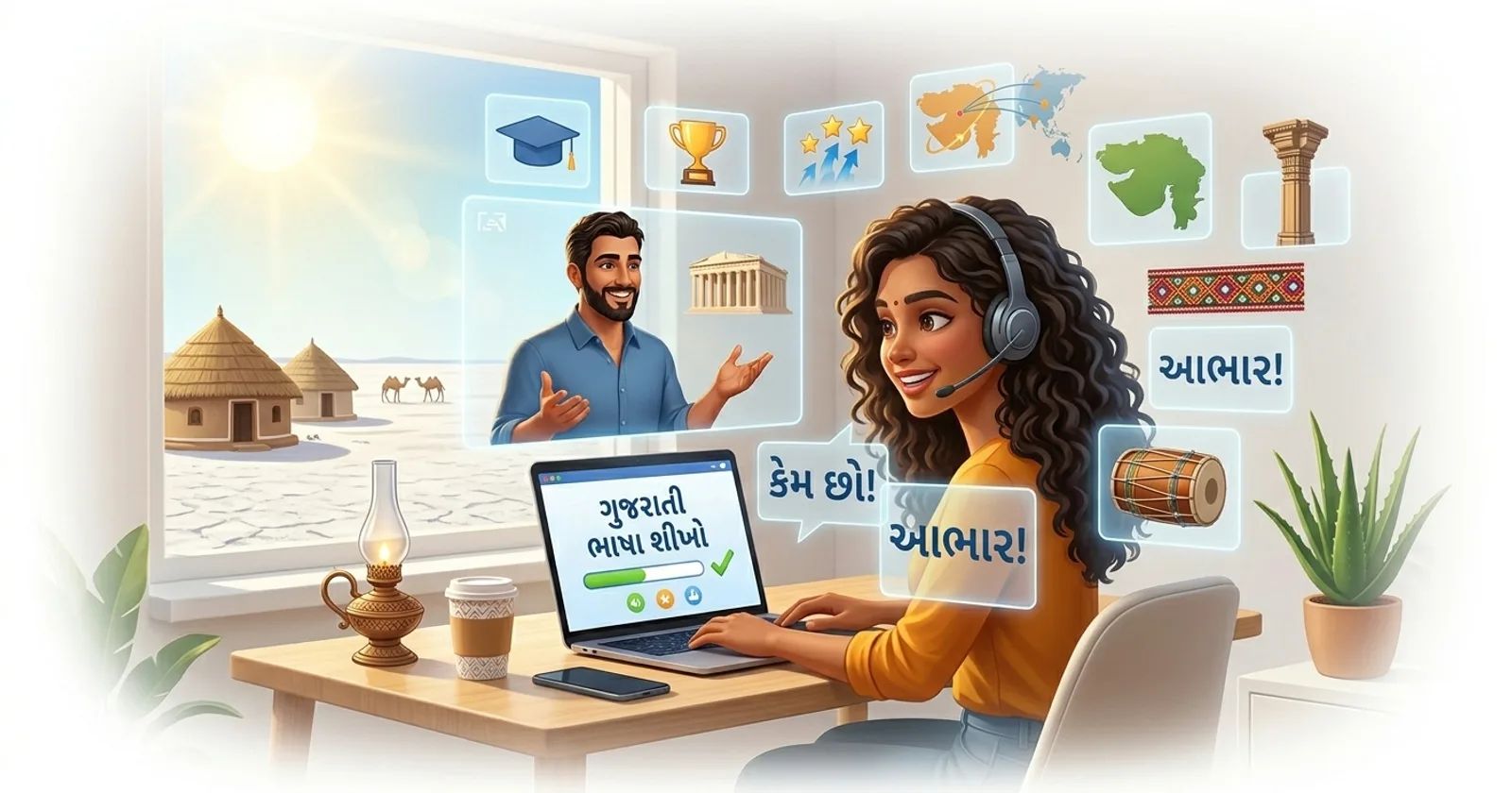 Koyi Gujarati a kan layi tare da Lingocard - katunan koyo, maimaitawa a tazara da horon magana