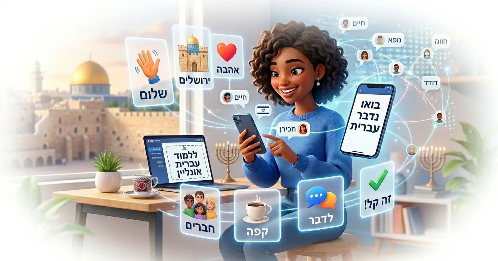 Koyi Ibrananci a kan layi tare da Lingocard - katunan koyo, maimaitawa a tazara da horon magana