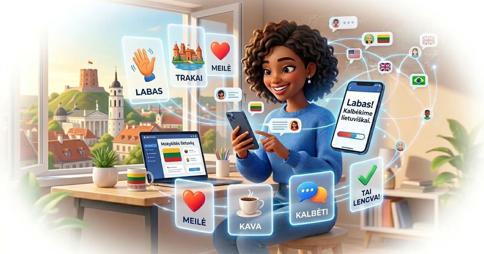 Koyi Lituweniyanci a kan layi tare da Lingocard - katunan koyo, maimaitawa a tazara da horon magana