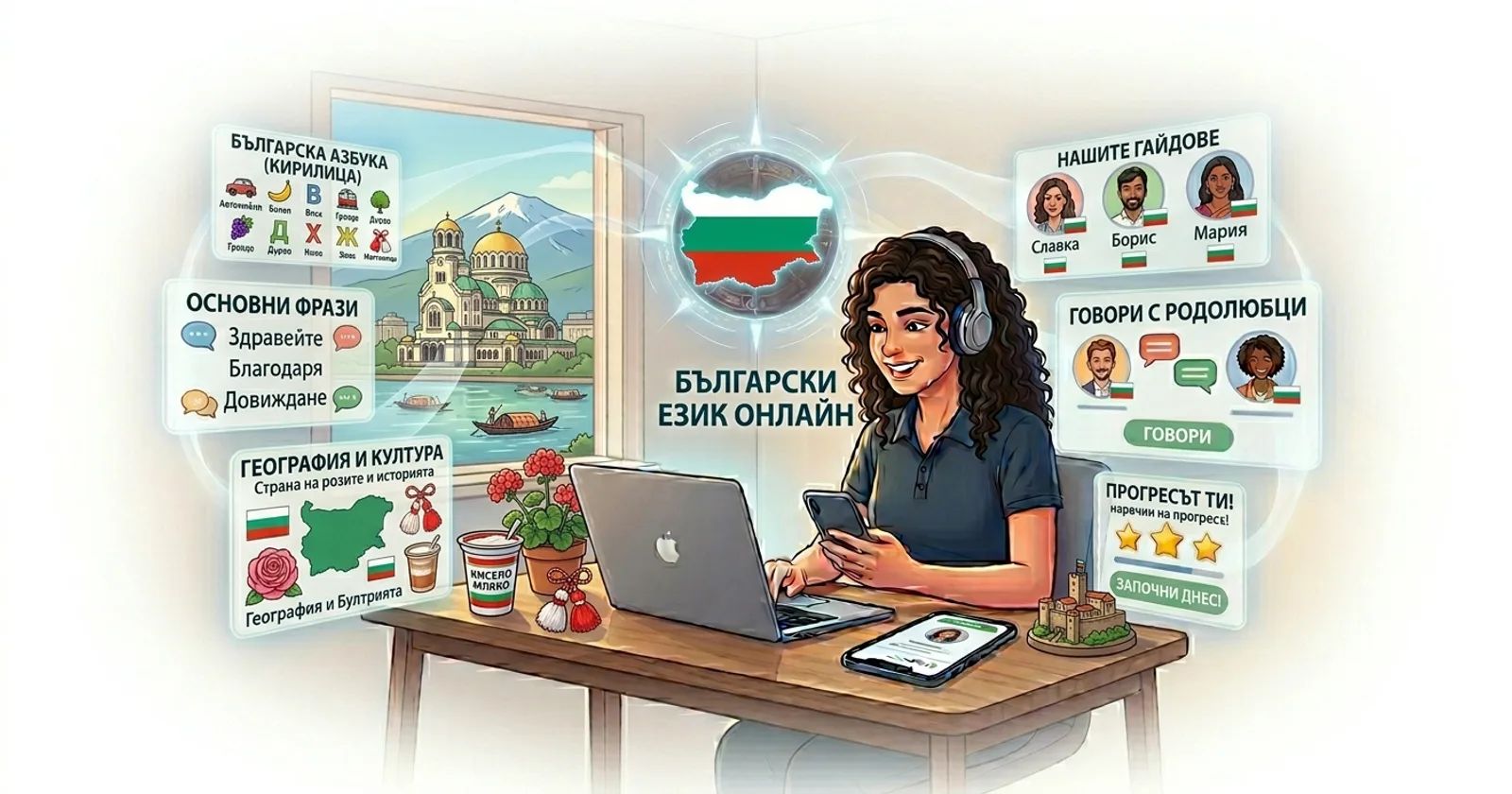 Koyi Bulgariyanci a kan layi tare da Lingocard - katunan koyo, maimaitawa a tazara da horon magana