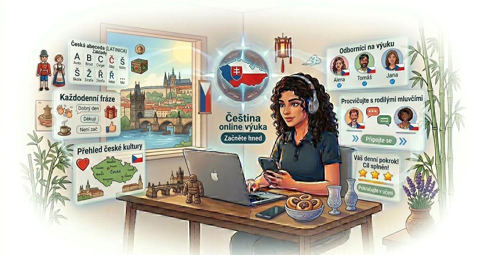 Koyi Cek a kan layi tare da Lingocard - katunan koyo, maimaitawa a tazara da horon magana