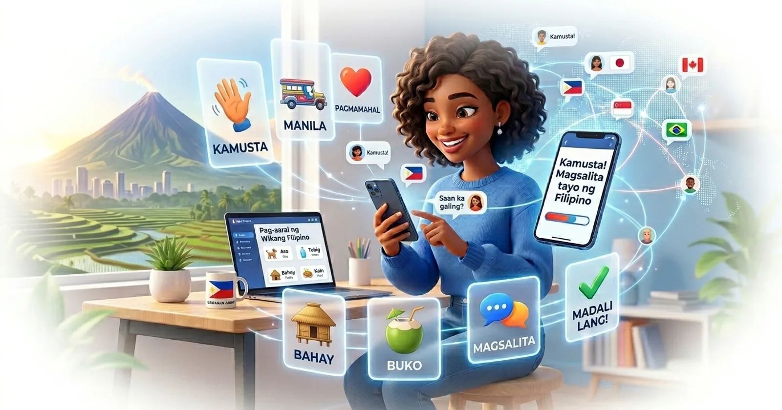 Koyi Dan Filifin a kan layi tare da Lingocard - katunan koyo, maimaitawa a tazara da horon magana
