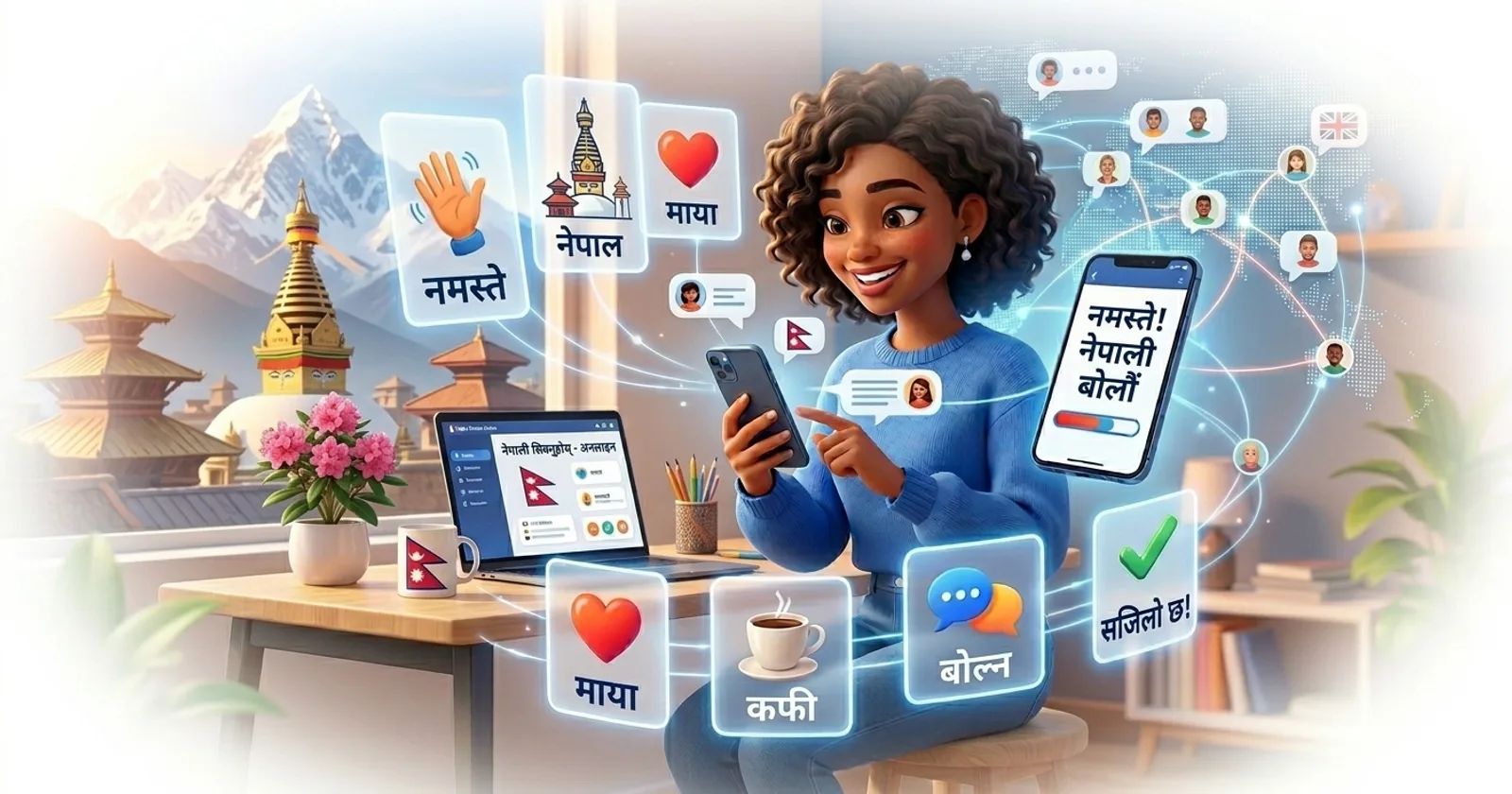 Koyi Nepali a kan layi tare da Lingocard - katunan koyo, maimaitawa a tazara da horon magana