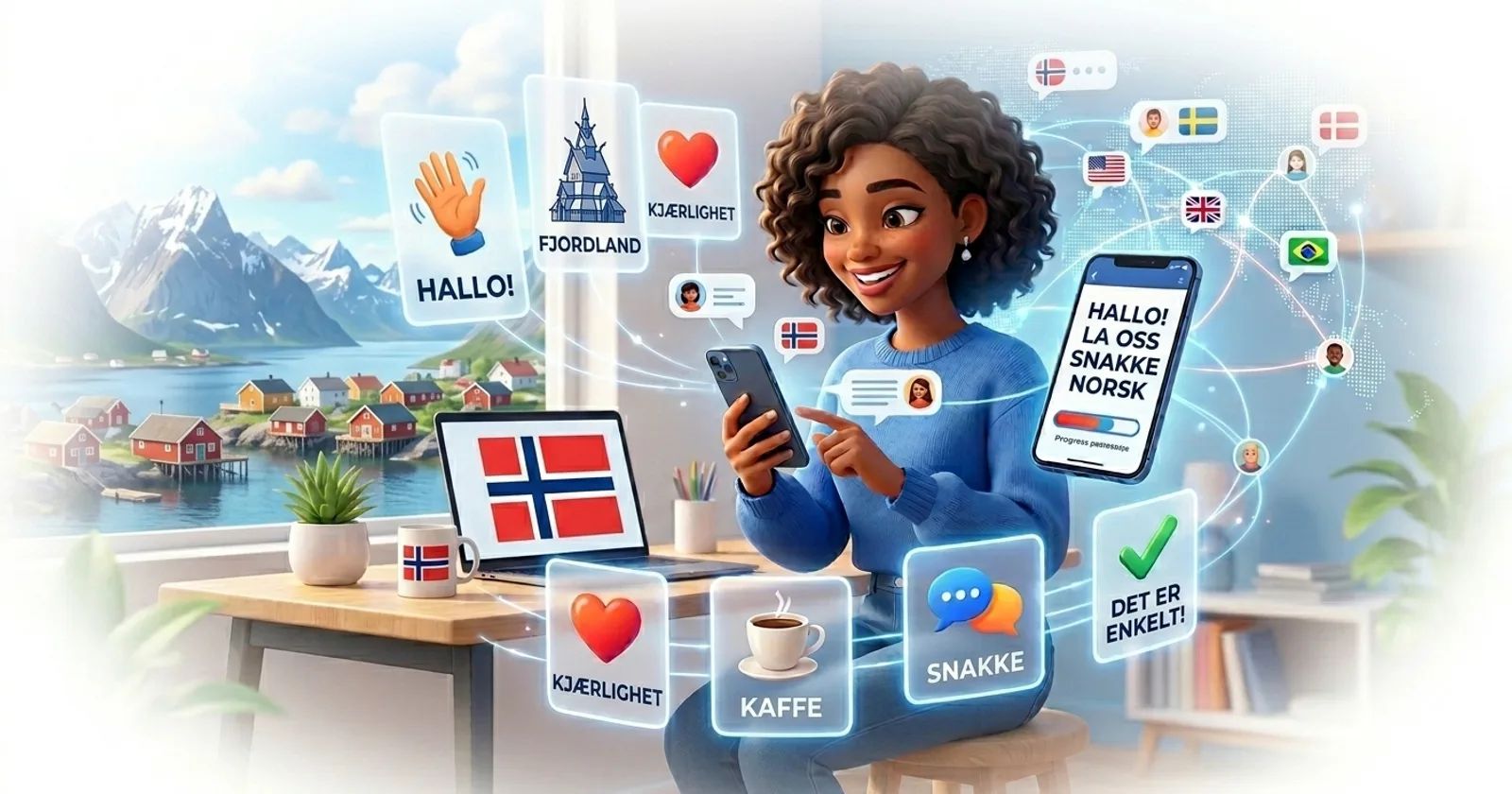 Koyi Norwegian Bokmål a kan layi tare da Lingocard - katunan koyo, maimaitawa a tazara da horon magana