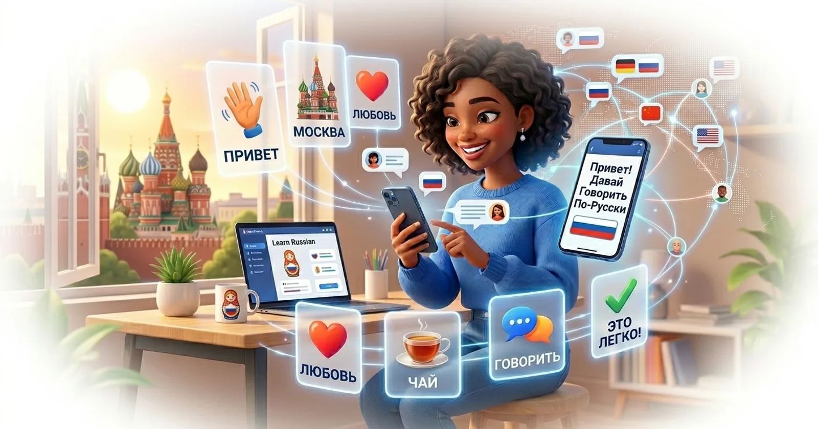 Koyi Rashanci a kan layi tare da Lingocard - katunan koyo, maimaitawa a tazara da horon magana