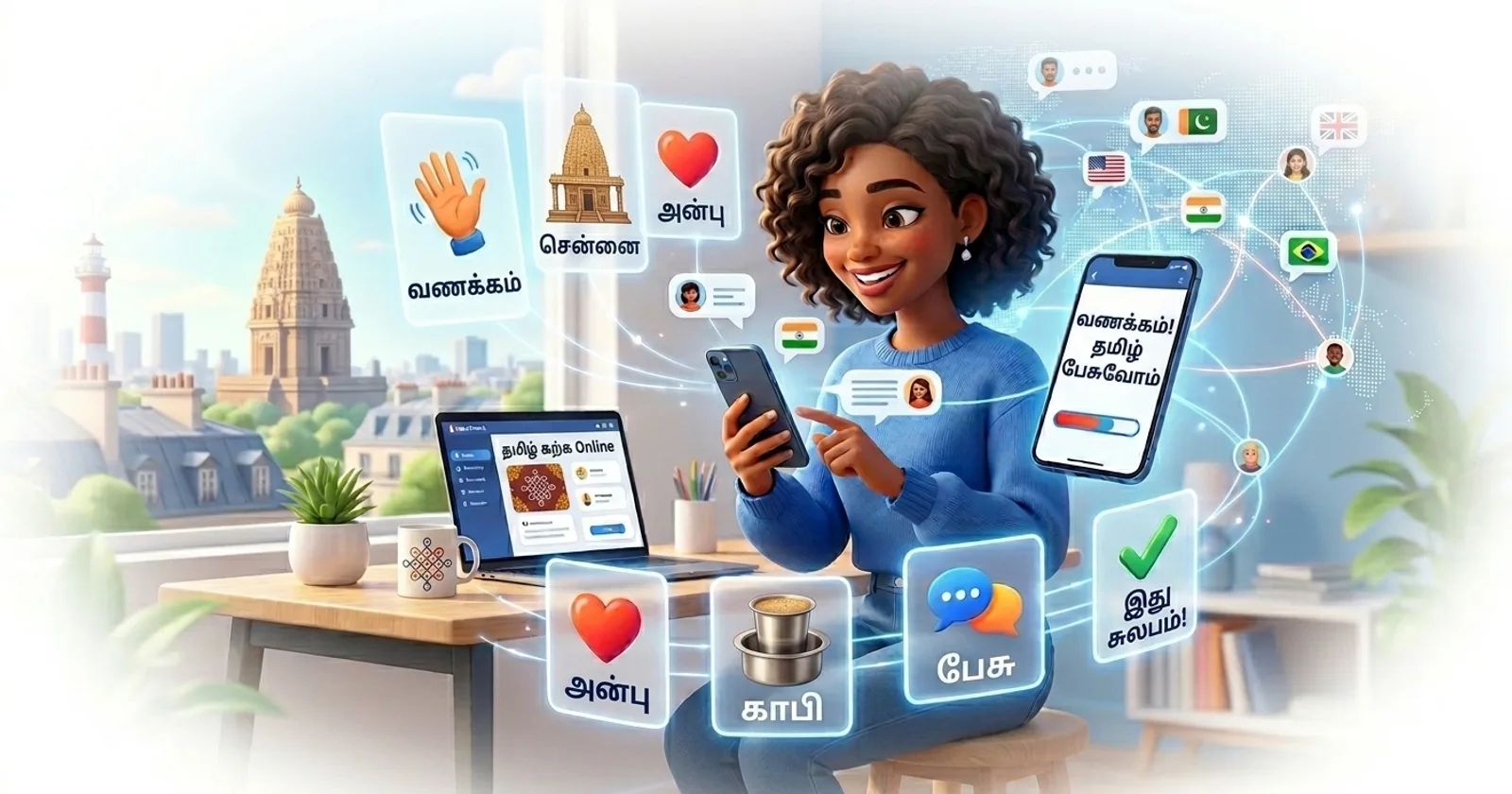 Koyi Tamil a kan layi tare da Lingocard - katunan koyo, maimaitawa a tazara da horon magana