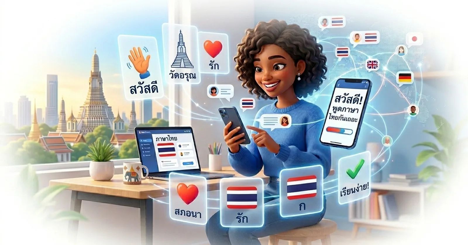 Koyi Thai a kan layi tare da Lingocard - katunan koyo, maimaitawa a tazara da horon magana