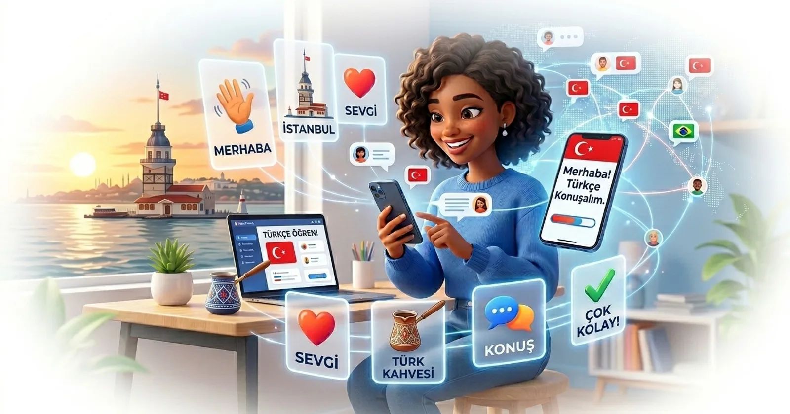 Koyi Harshen Turkiyya a kan layi tare da Lingocard - katunan koyo, maimaitawa a tazara da horon magana